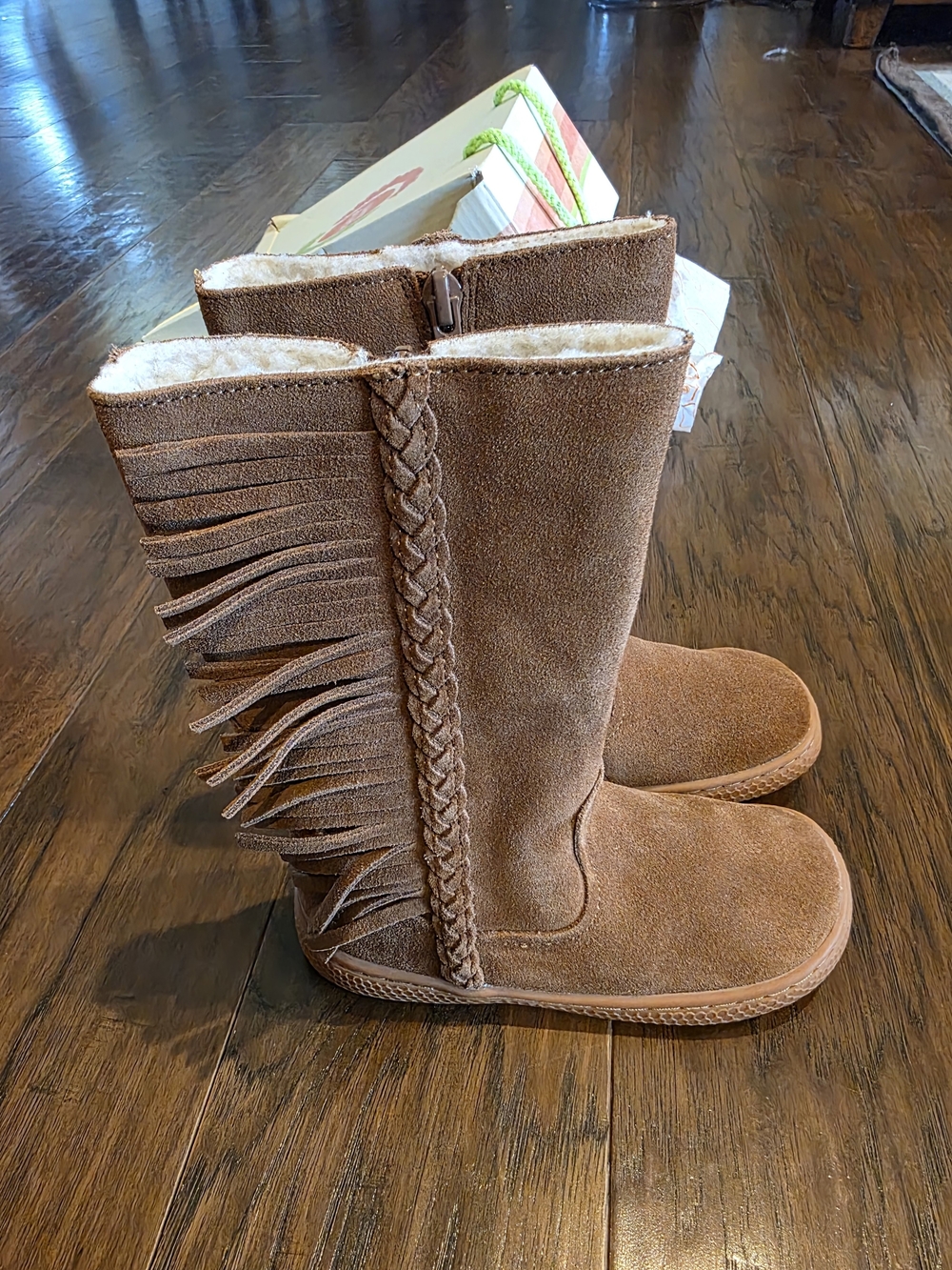 NWT!!! Livie & Luca Girls Brown Suede Fringe Moccasin Boots SIZE 11